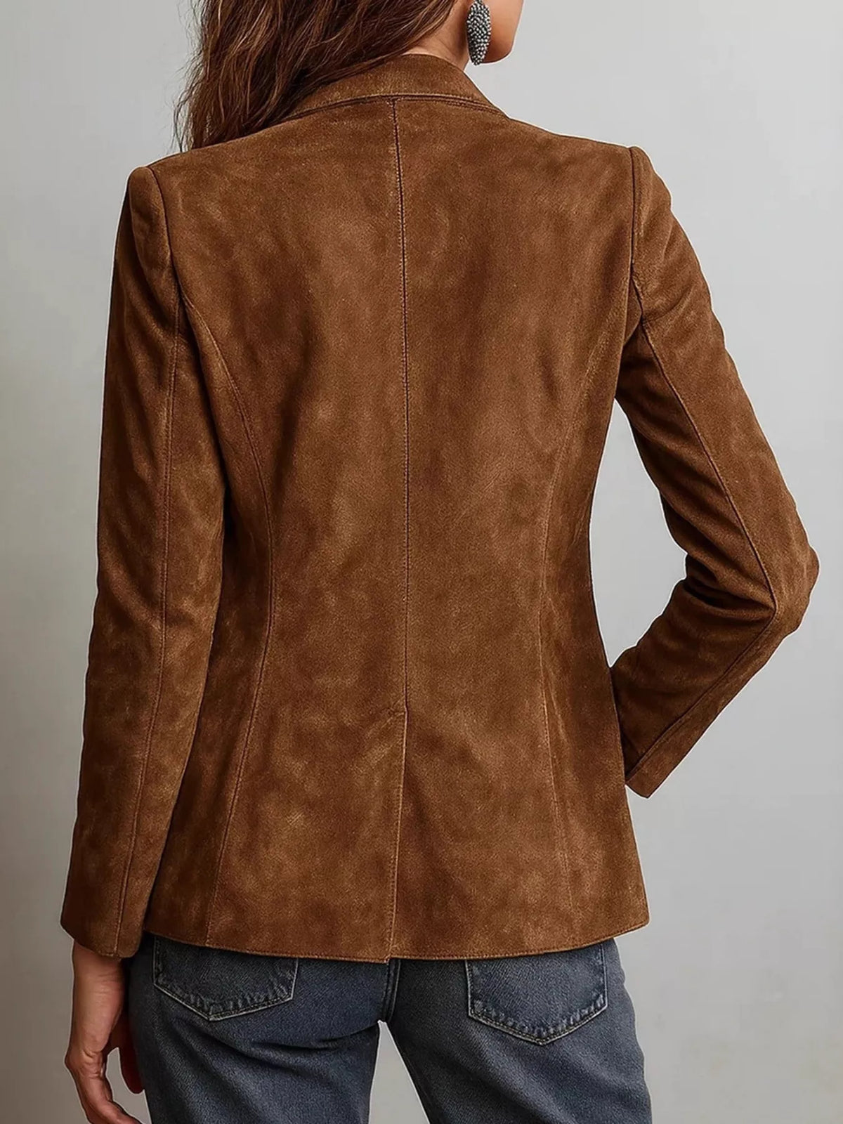 Slim Fit Suede Blazer for Women | Plus Size Long Sleeve