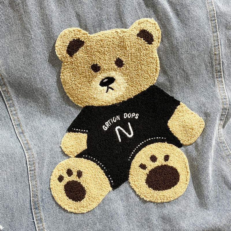 Light Blue Denim Loose Bear Vest Coat