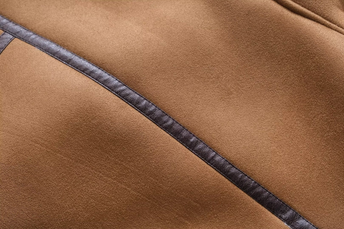 Faux Shearling Leather Vest Coat