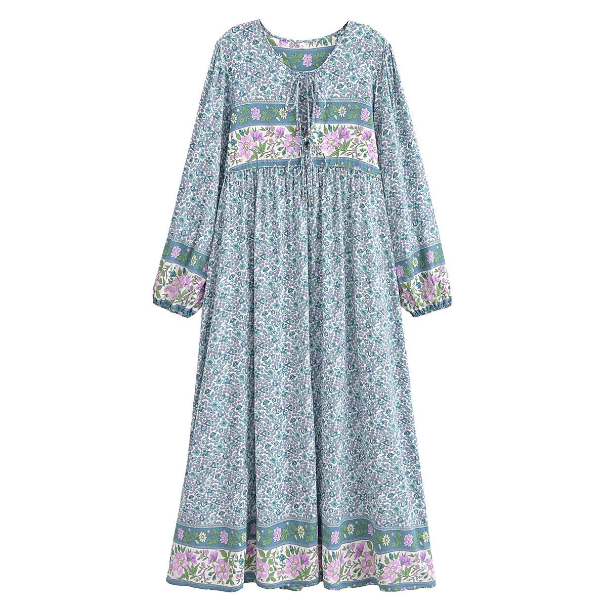 Yumi Tassel Long Sleeve Maxi Dress Multi-2