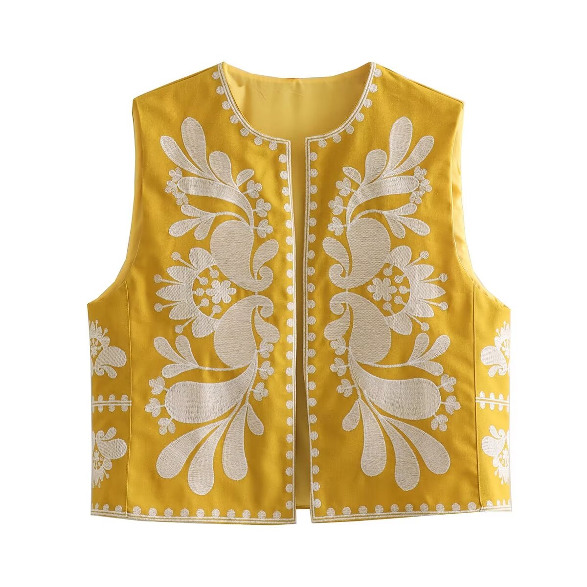 Embroidered Vest Yellow Embroidery