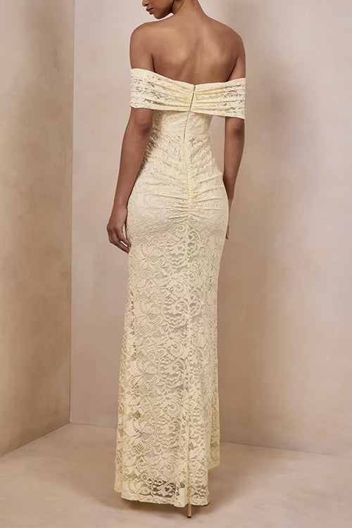 Off Shoulder Lace Mermaid Maxi Dress