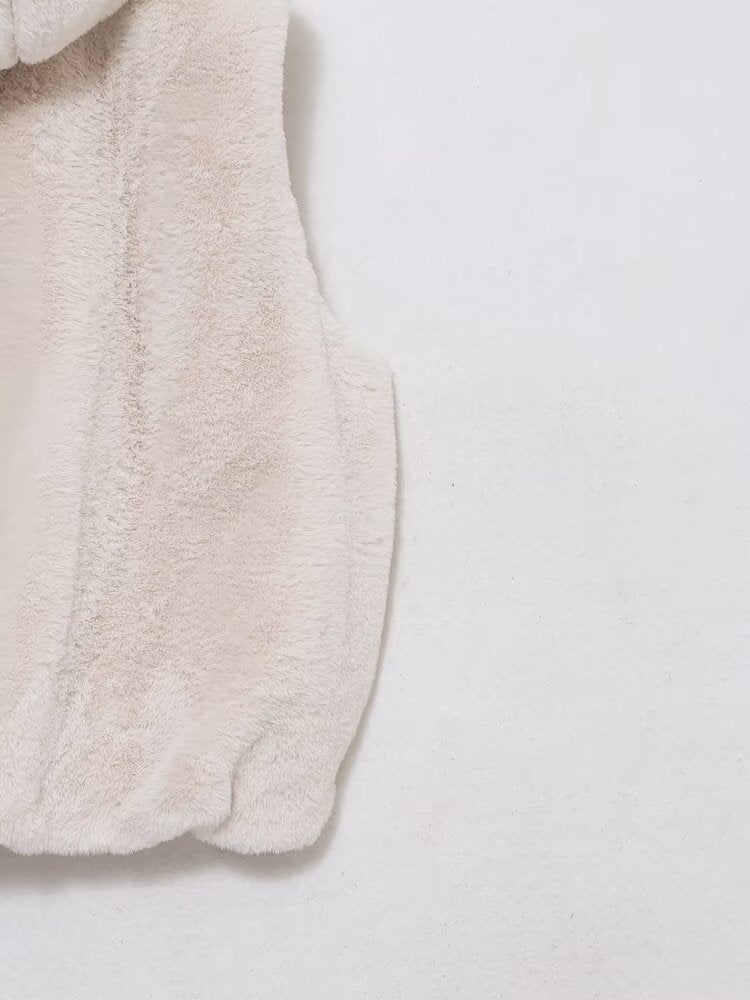 Faux Fur Hooded Vest Top