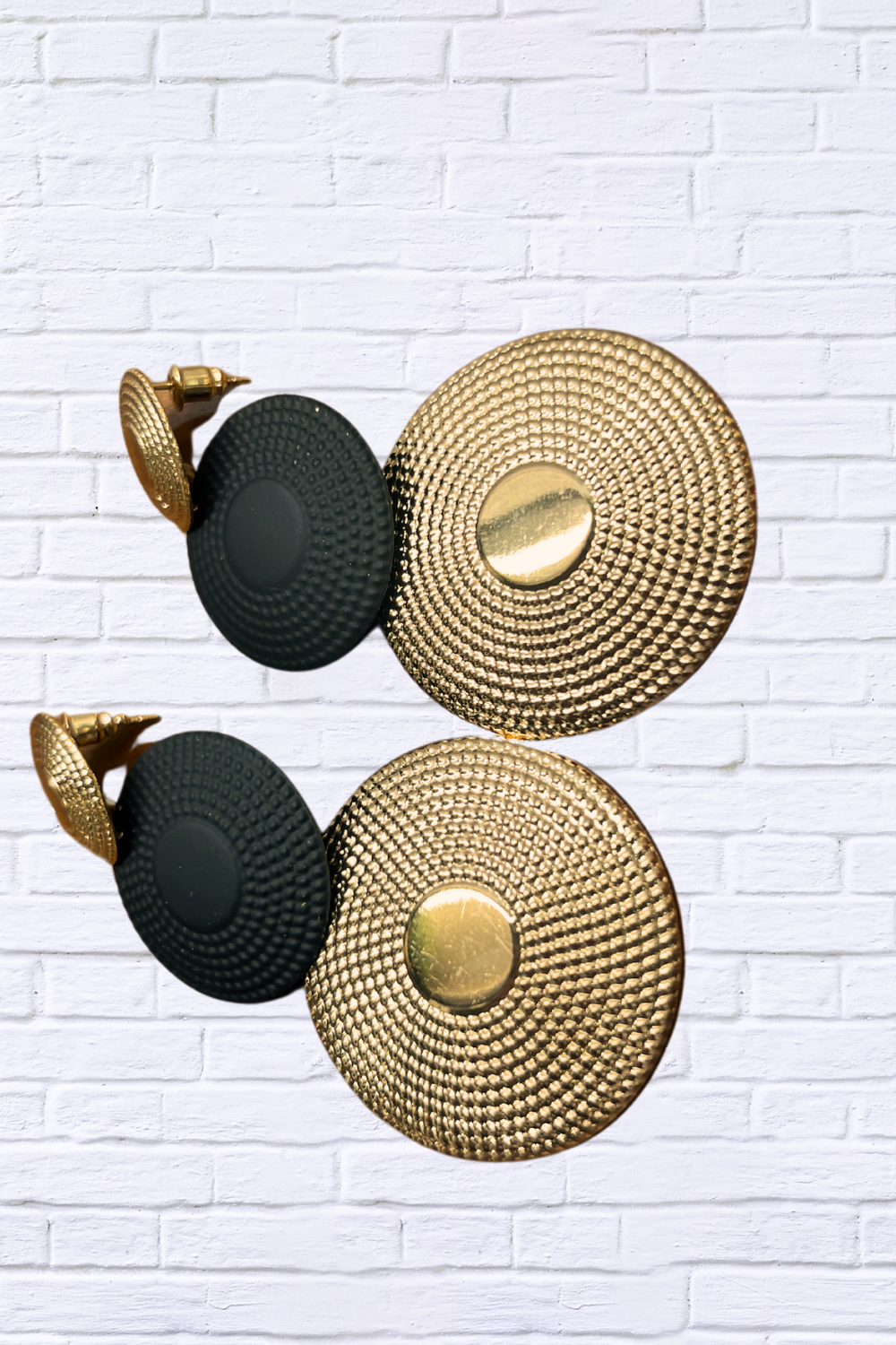 Absolutely Gorgeous Two-Tone Tiered Round Drop Earrings Black