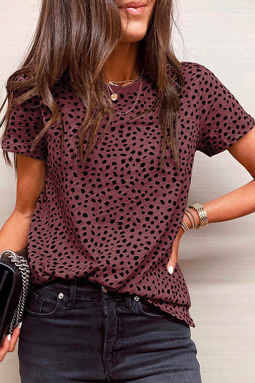 Short Sleeve Printed Sweet T-shirt Red