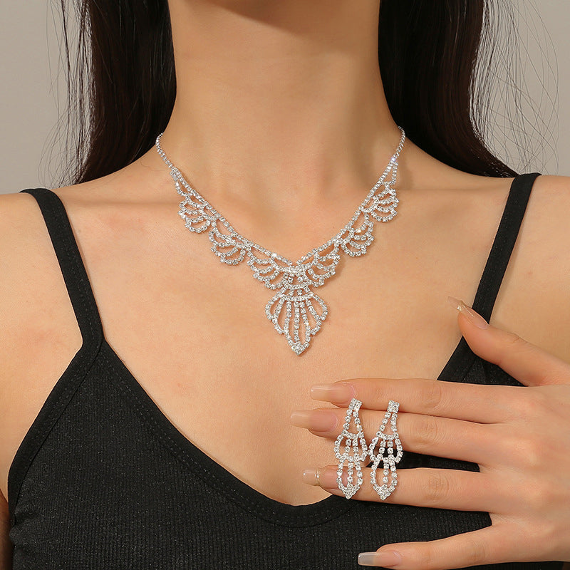Elegant Simplicity Solid Hollowed Out (With Necklaces & Earrings) Silver One Size