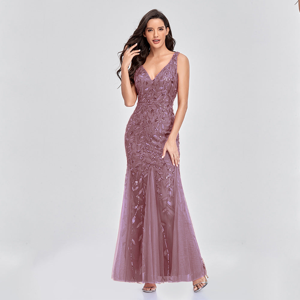 Erin Formal Sleeveless Sequin Evening Dress Lotus