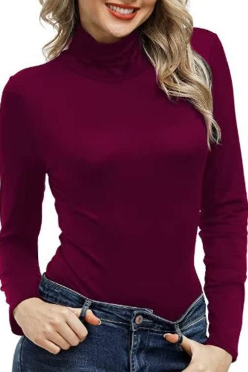 Turtleneck Long Sleeves Basic Bottoming Shirt