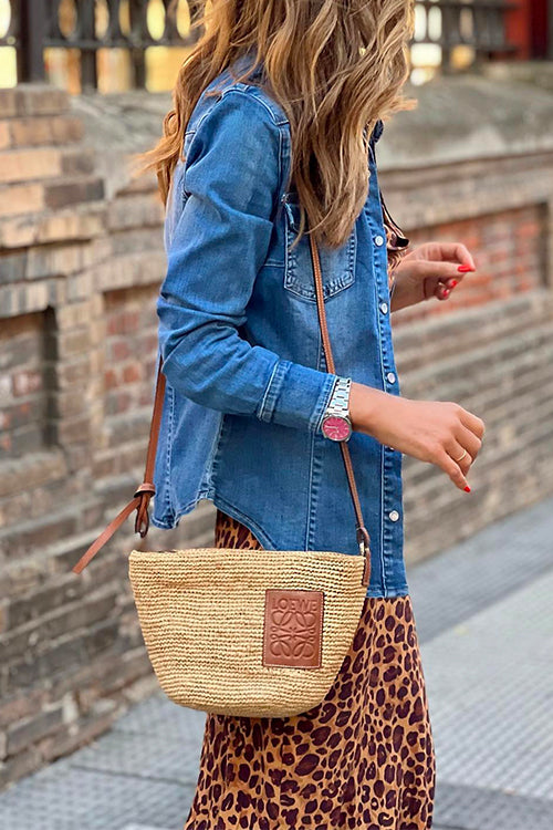Classic Collared Long Sleeves Denim Blouse Shirt