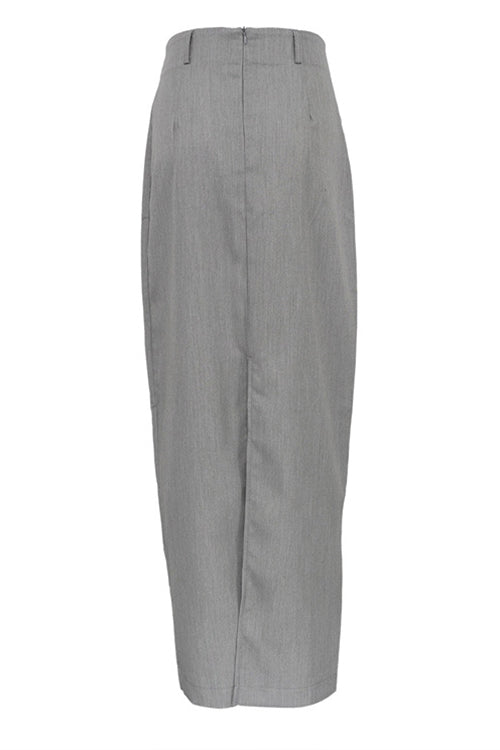 Zipper Back Slit Maxi Pencil Skirt