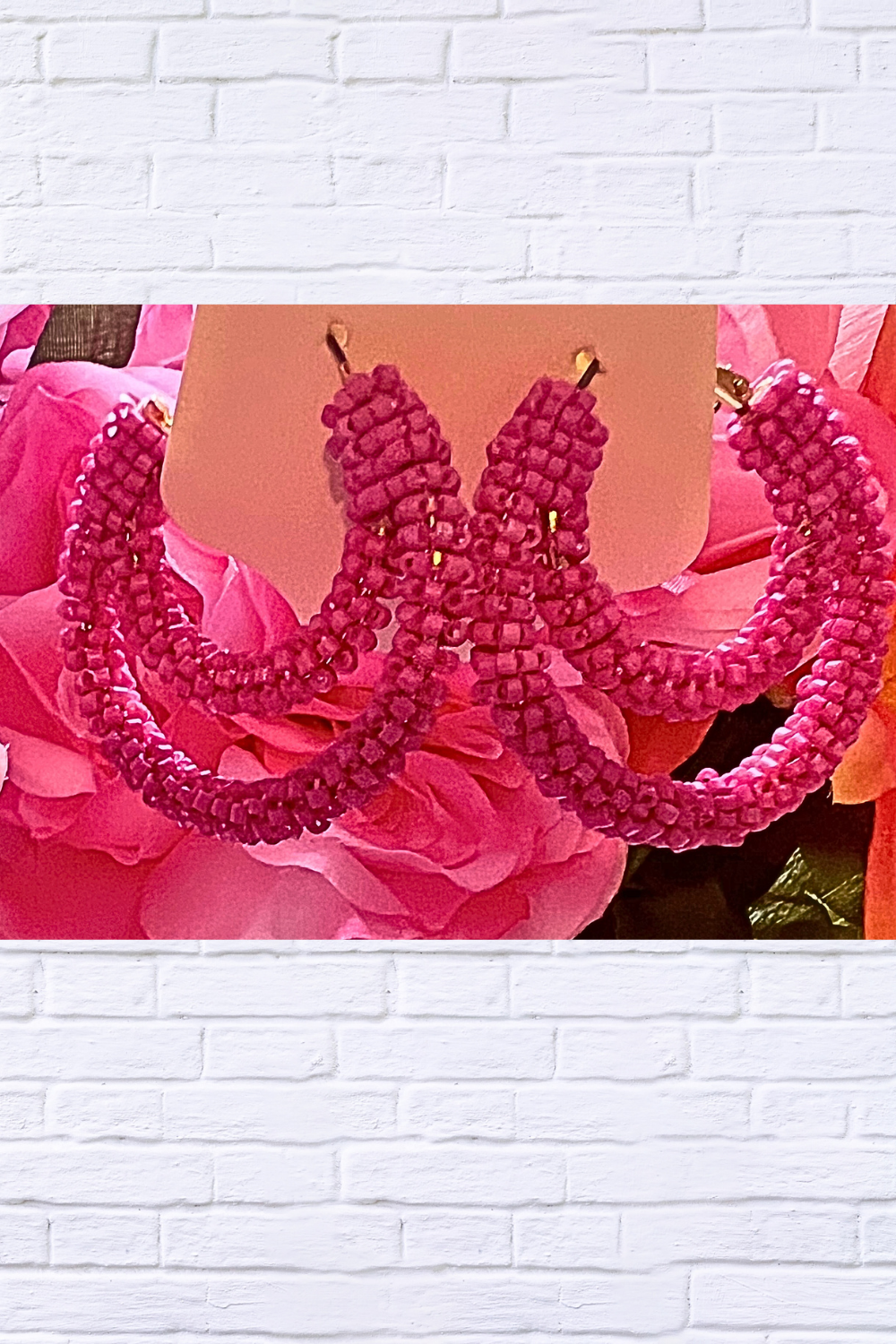 Fuchsia Beaded Triple Hoop Earrings – Fun, Bold & Full of Energy