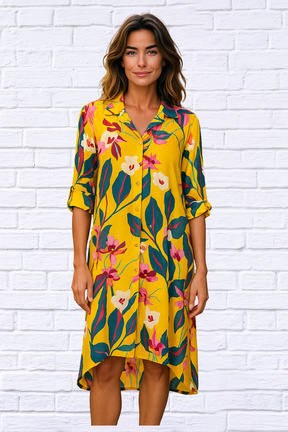 Melinda Floral Yellow Dress 36