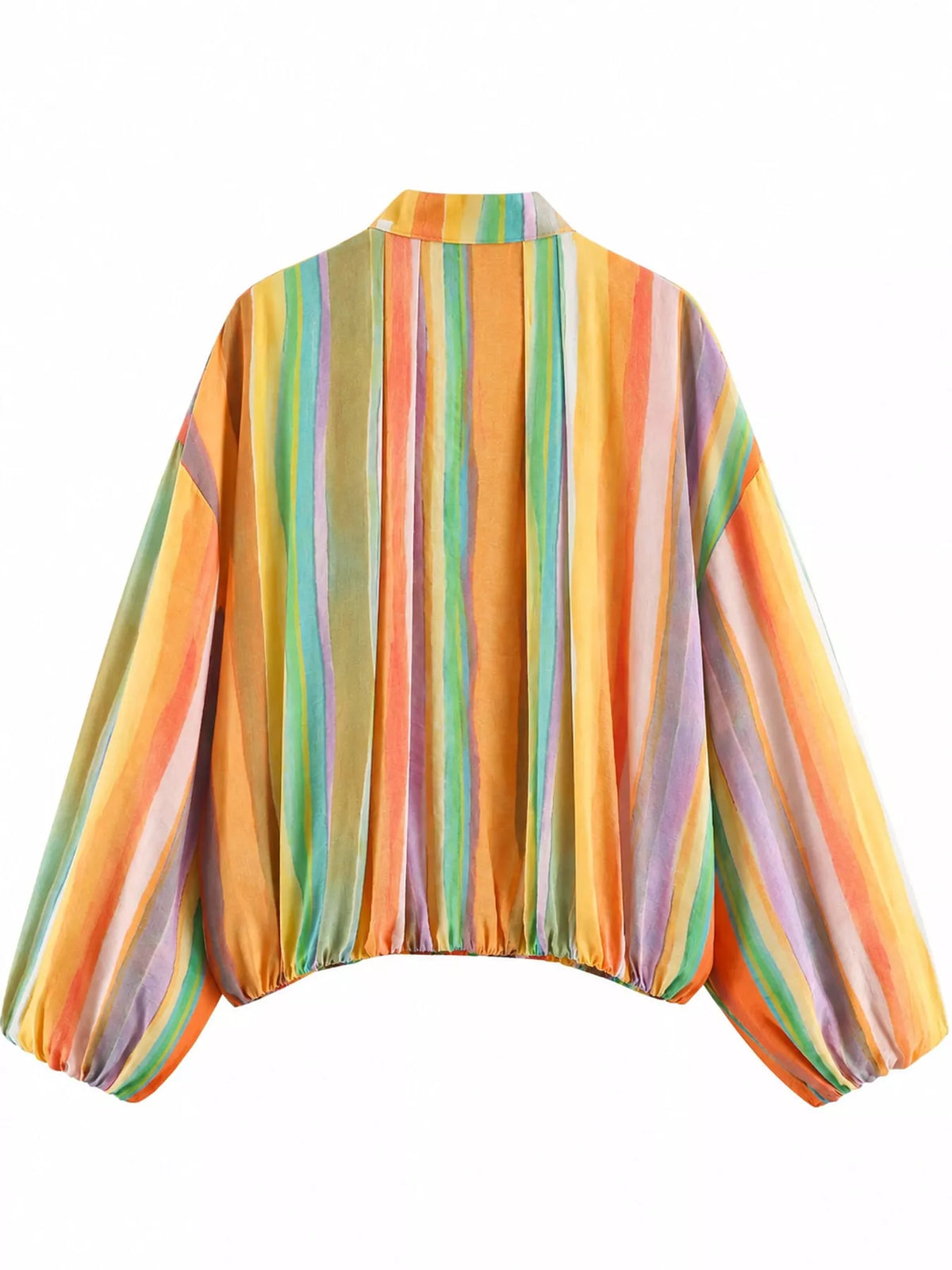 Vibrant Striped Lightweight Zip-Up Jacket