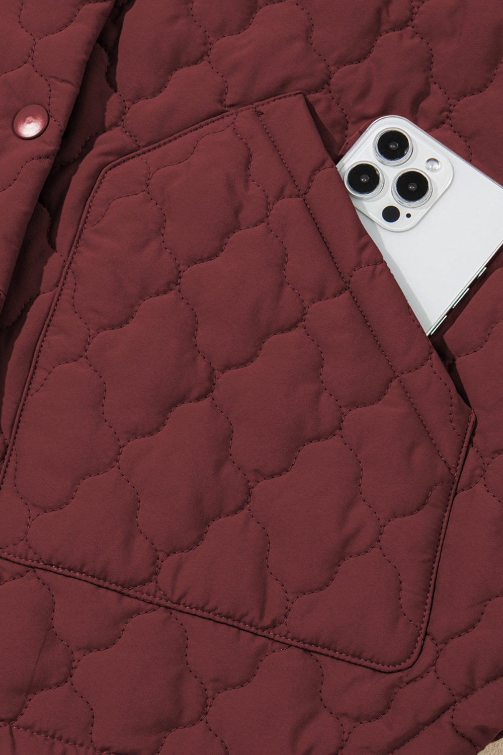 Burgundy Quilted Snap Down Zip Up Vest Coat – Women’s Lightweight Warm Outerwear for Fall & Winter