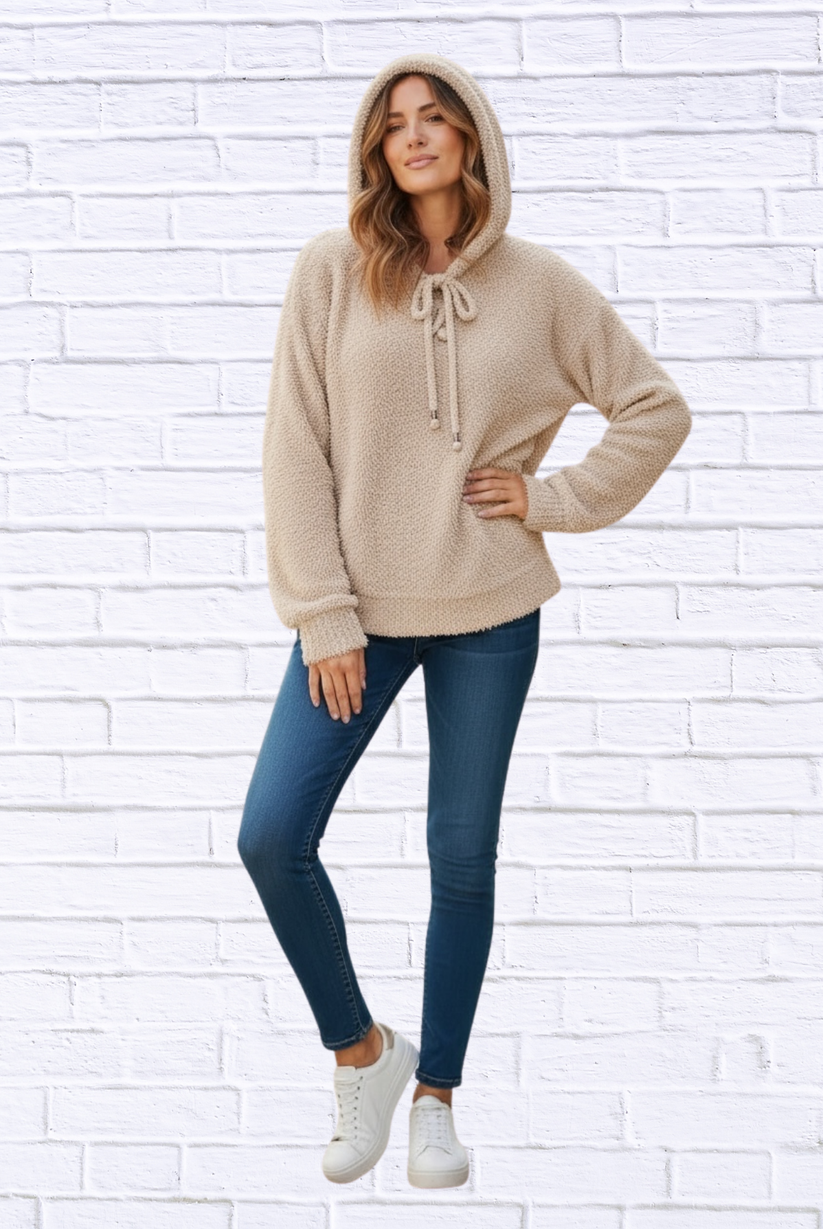 POL Cozy Textured Drawstring Hoodie