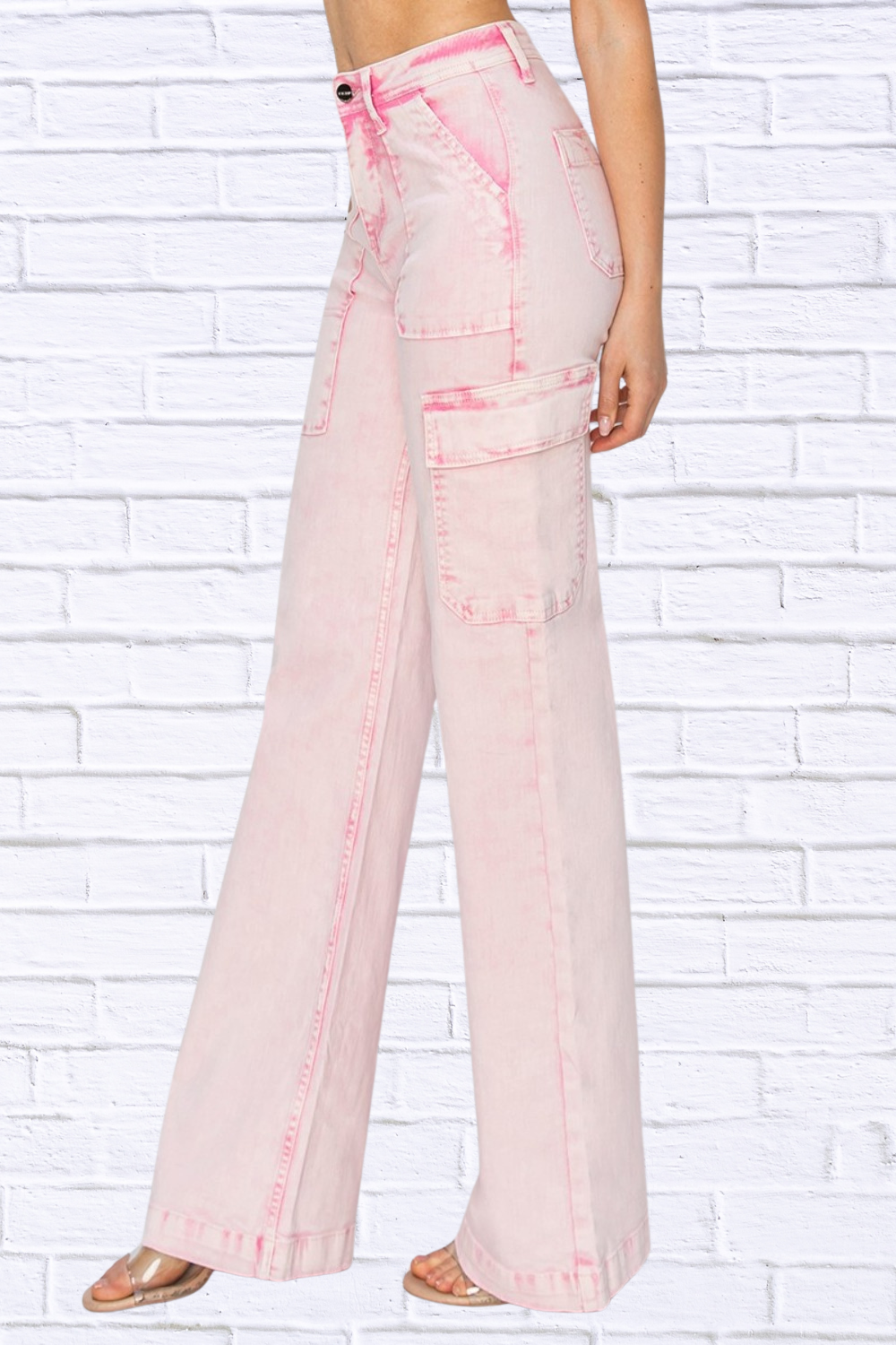RISEN Full Size High Rise Cargo Pocket Jeans