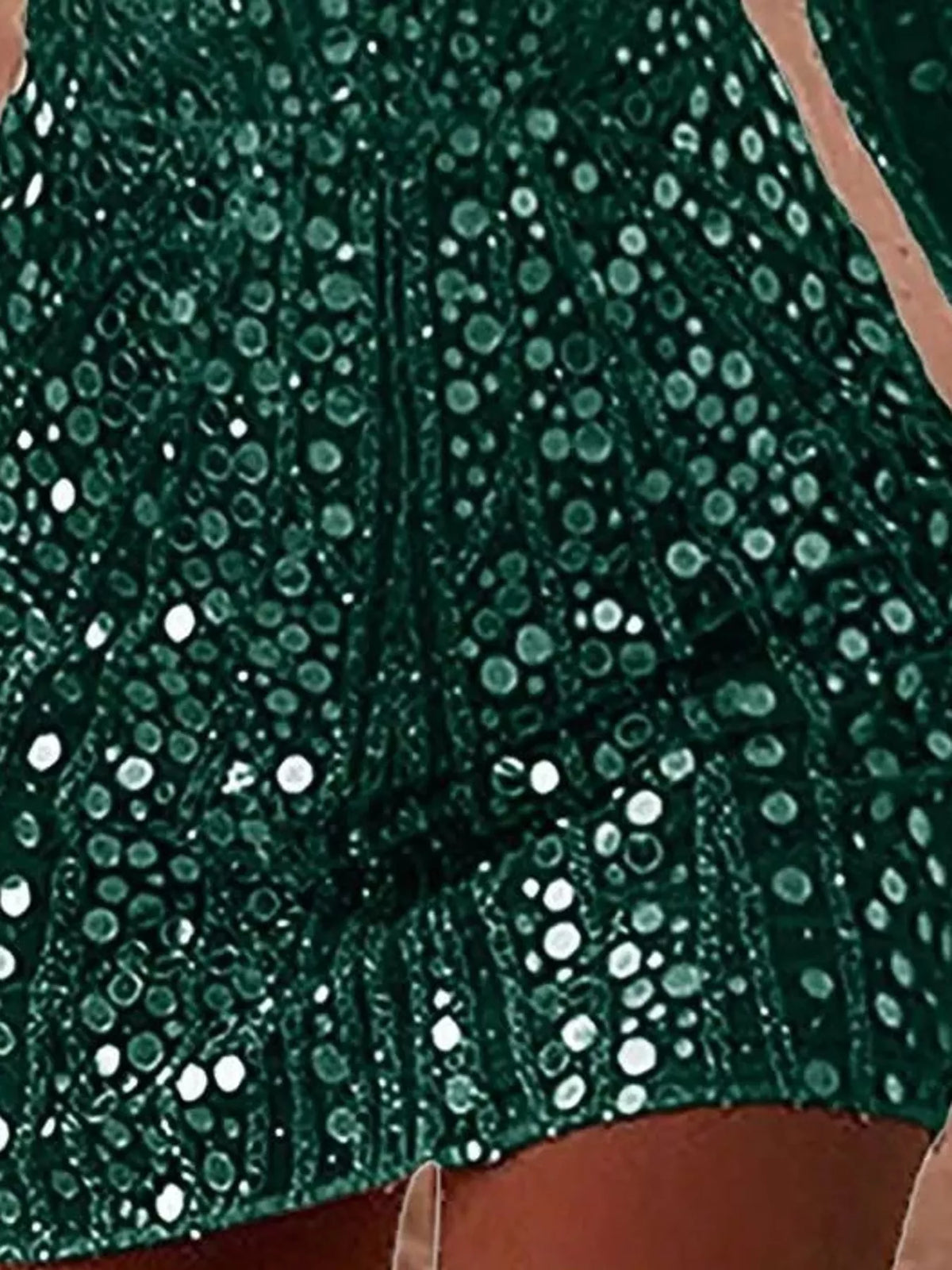 V-Neck Sequin Embellished Long Sleeve Mini Dress