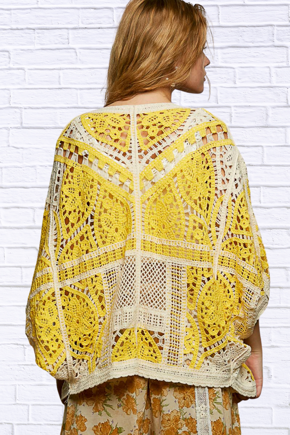 Golden Glow Open Front Crochet Cardigan with Scalloped Edge