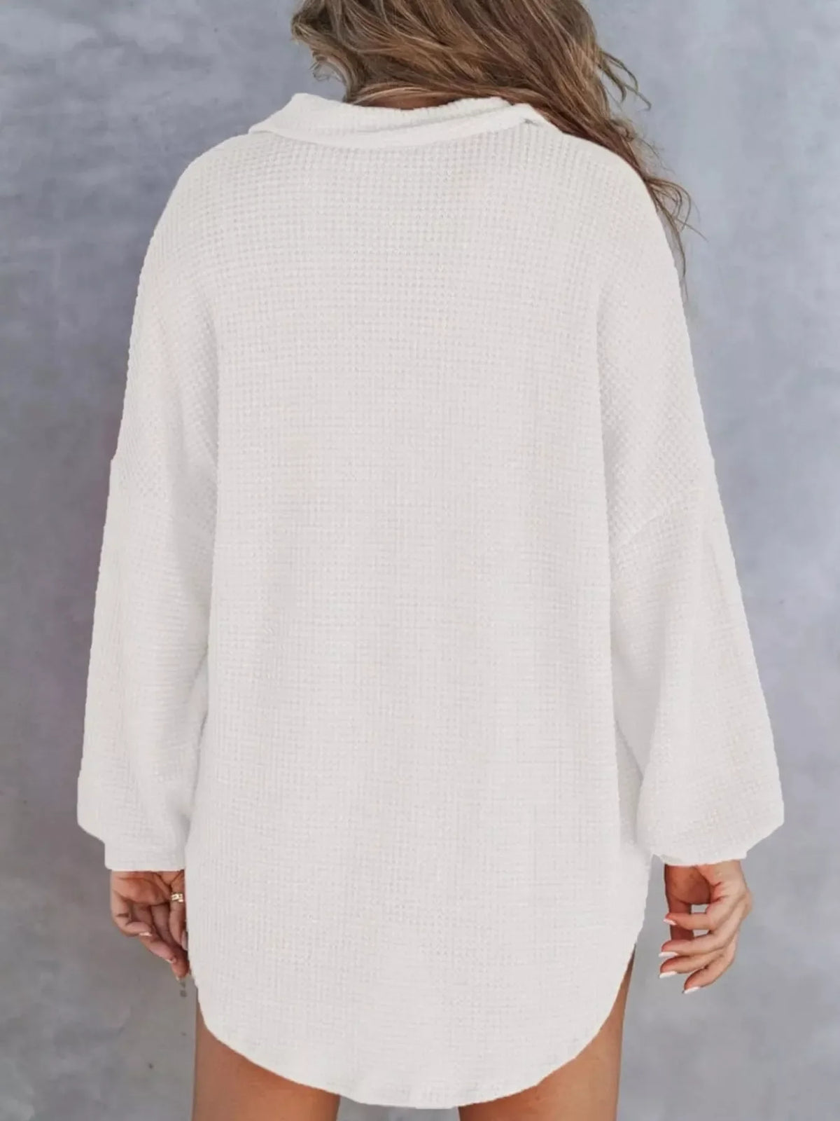 Waffle Knit Button Detail T-Shirt with Pocket