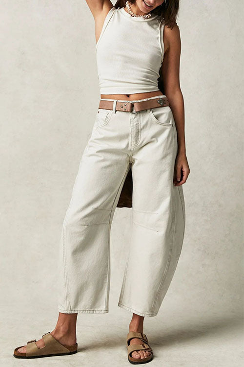 Mid Rise Barrel Leg Jeans