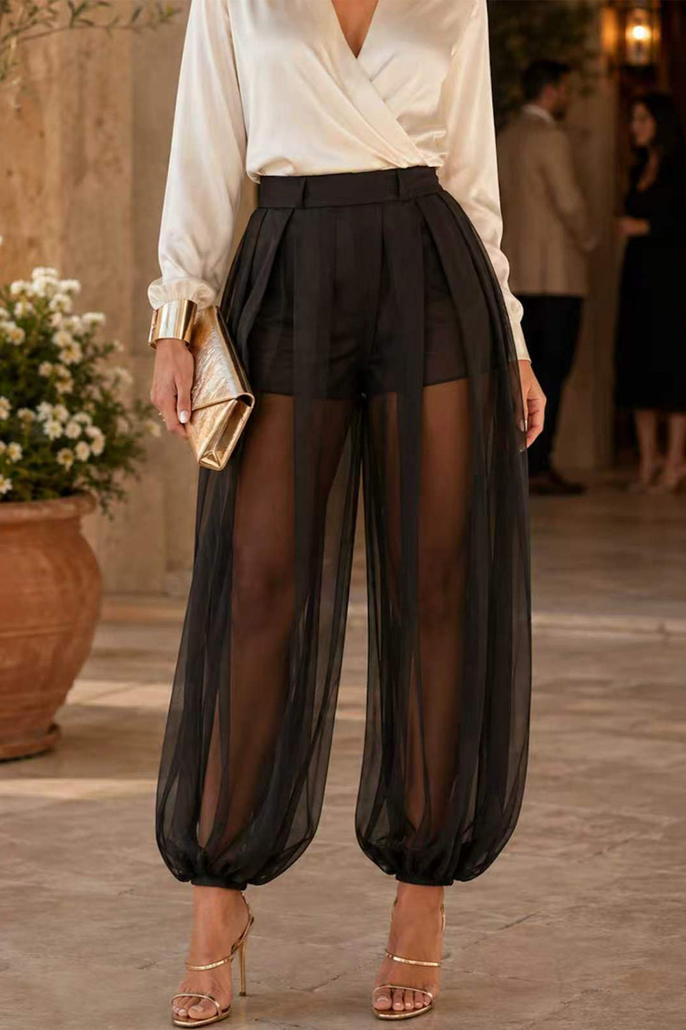 High Rise Sheer Balloon Pants