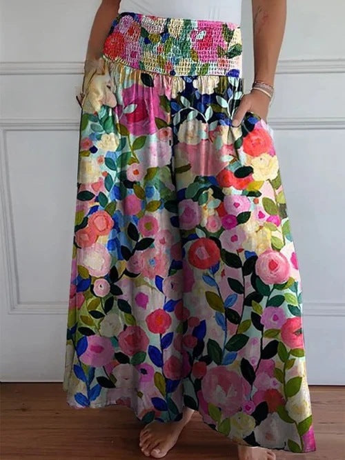Wide Leg Pant With Smocked Waist