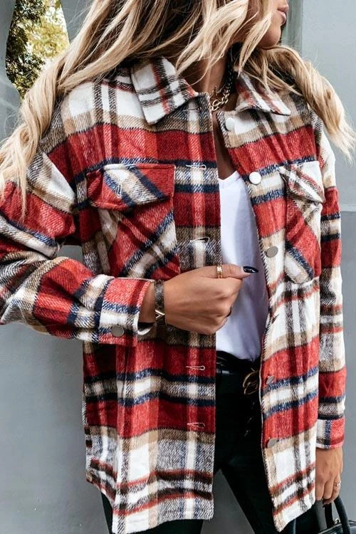 Clidress Retro Plaid Big Button Shirt Coat(11 Colors)