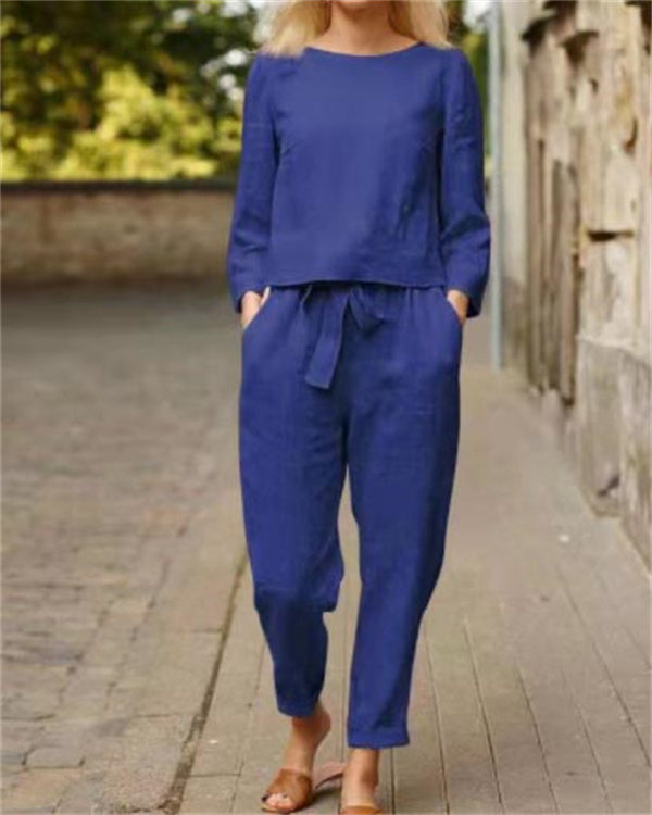 Clidress Cotton Linen Casual Soft 2 Pieces Set