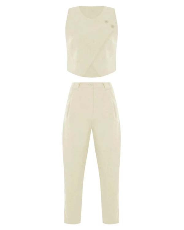 Clidress Crop Top & Straight Leg Pants OL Set