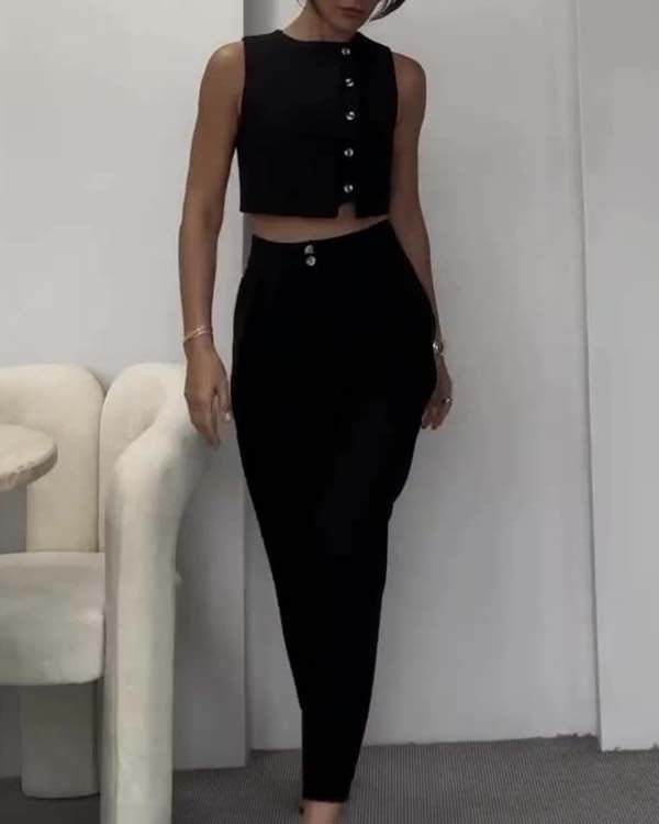Clidress Buttons Up Top & Pants Set