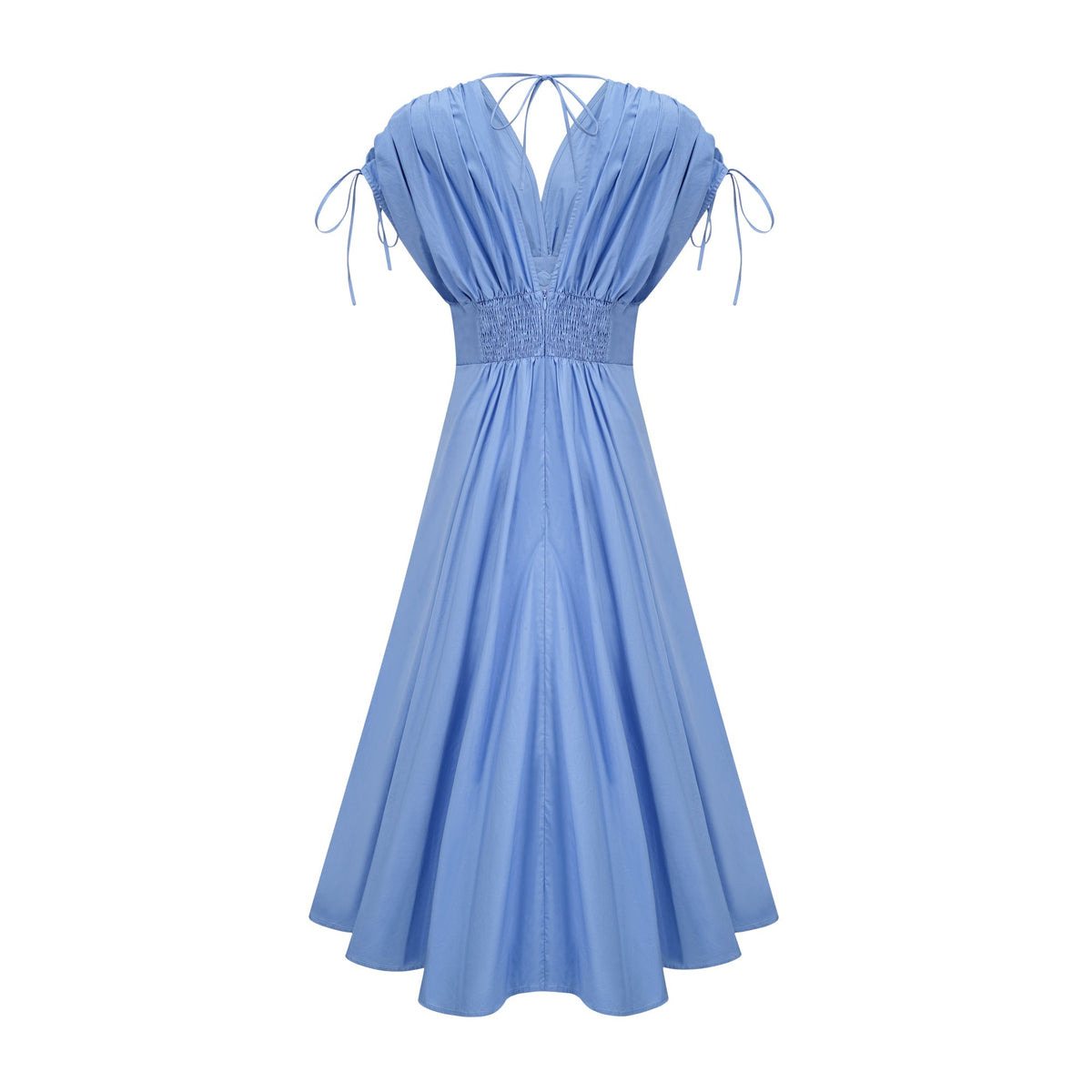 Emma petal-detail drawstring maxi dress in Blue