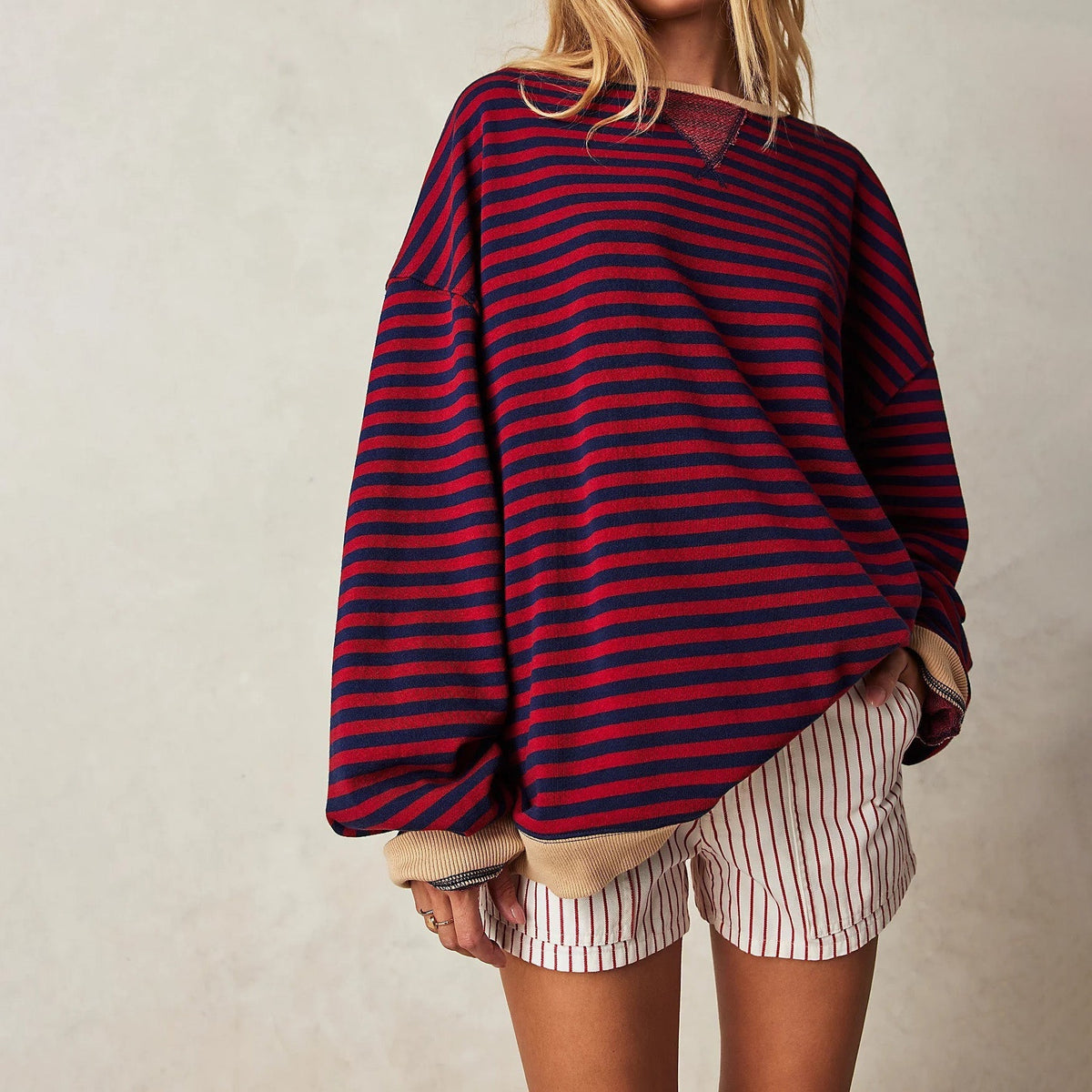 Elise Leroy Striped Comfort Sweatshirt