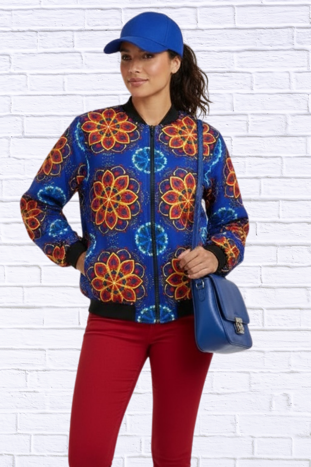 Maddy Traditional Bomber Blue and Yellow