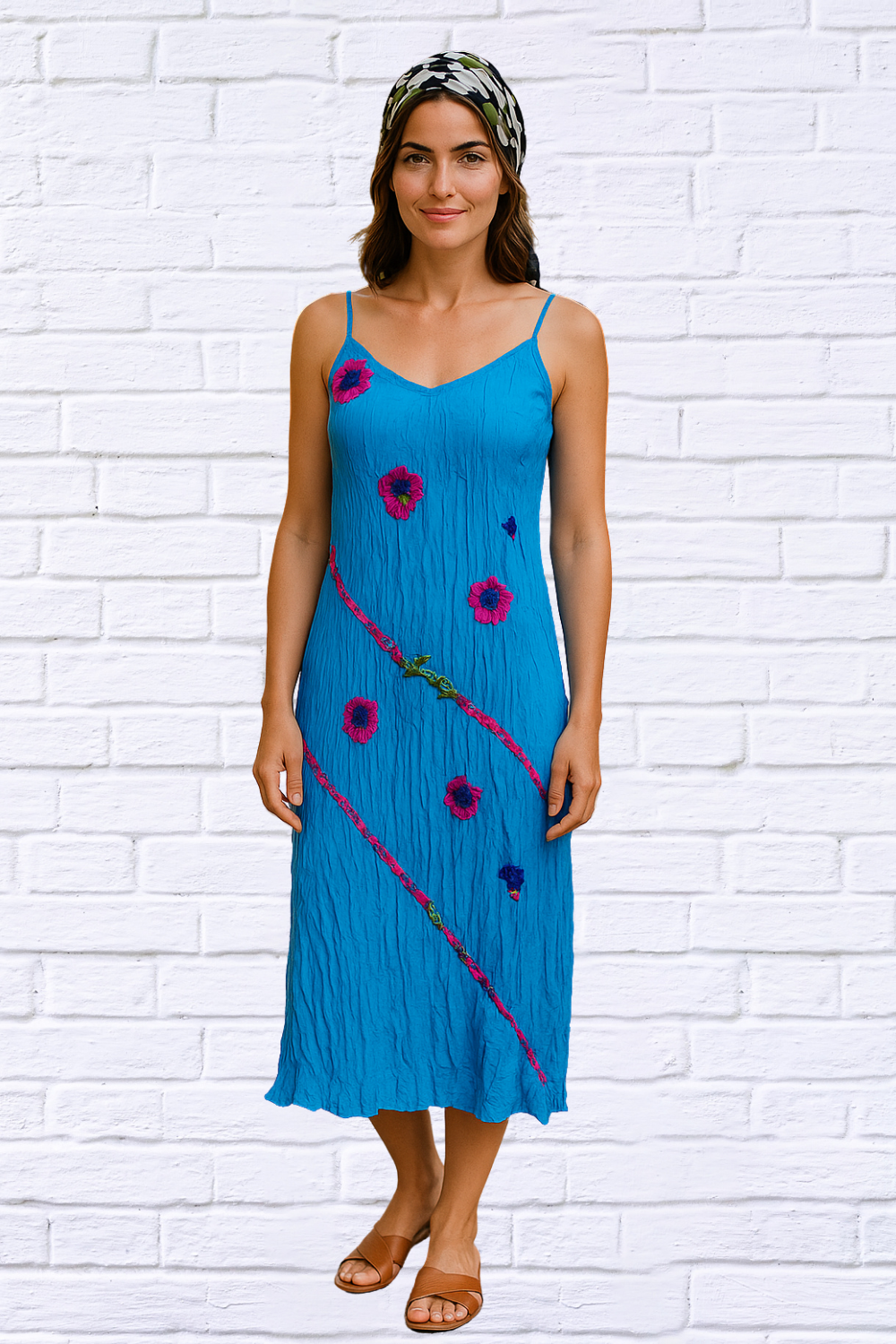 Sibella Crushed Dress Turquoise