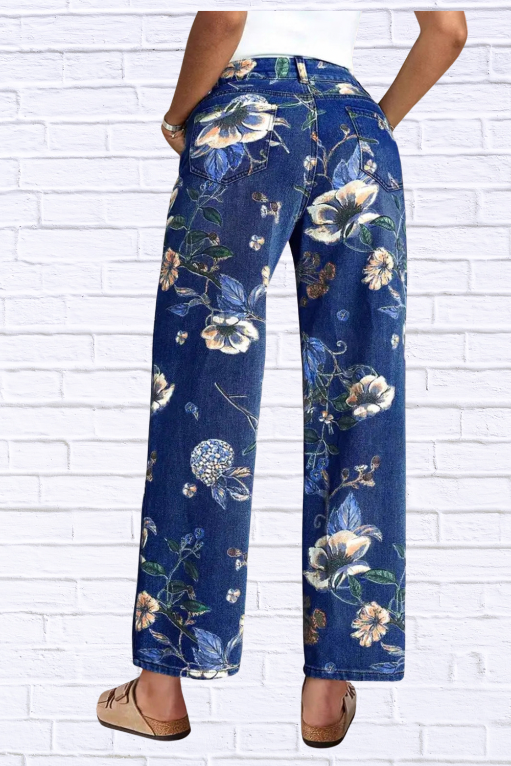 Floral Print Wide Leg Jeans for Women | High Rise Boutique Denim Pants