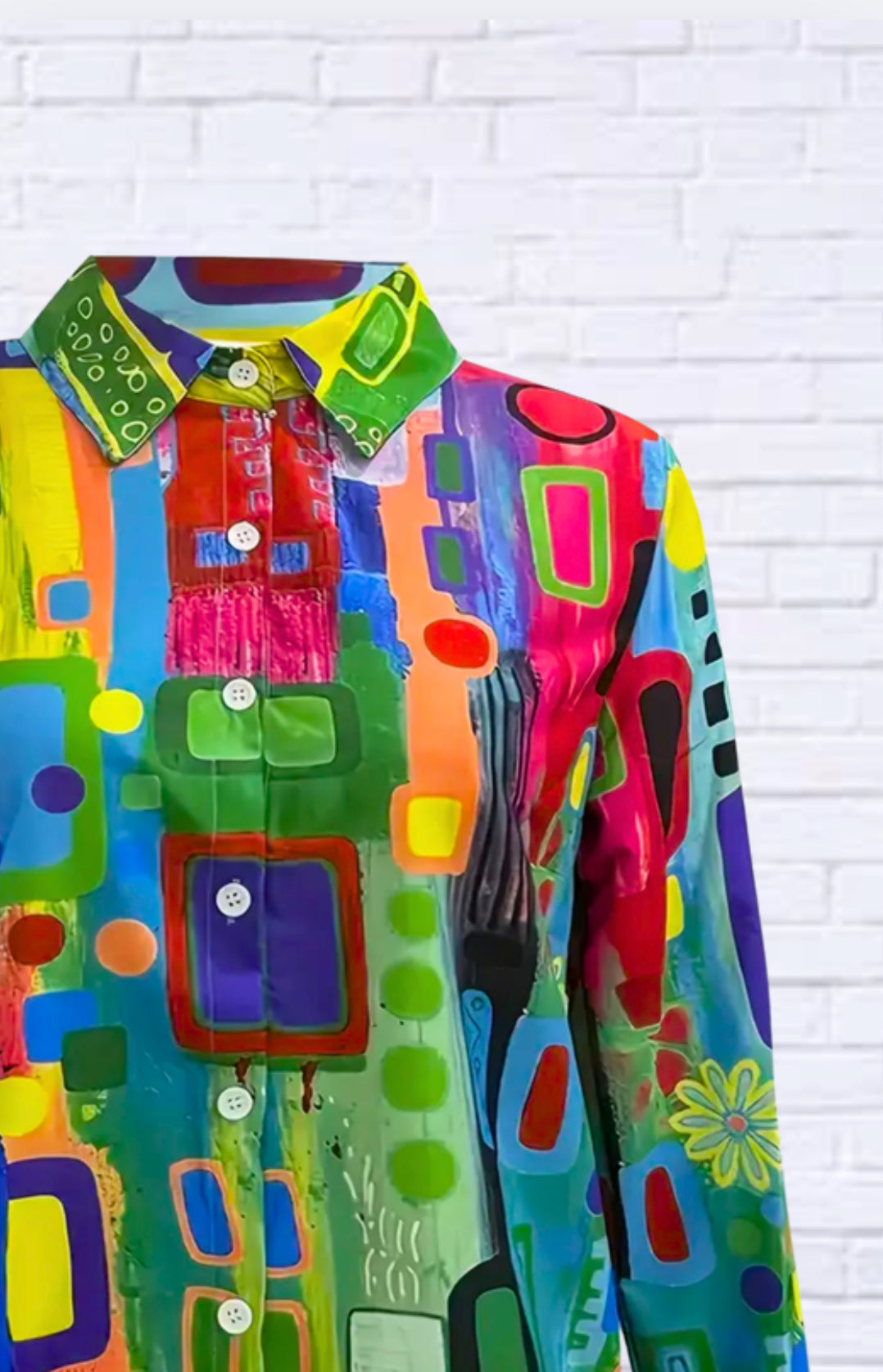 Geometric Print Classic Button-Up Shirt – Versatile Work-to-Weekend Style