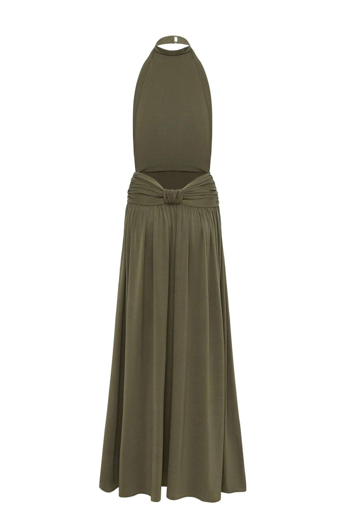 Halter Neck Backless Gathering Maxi Dress