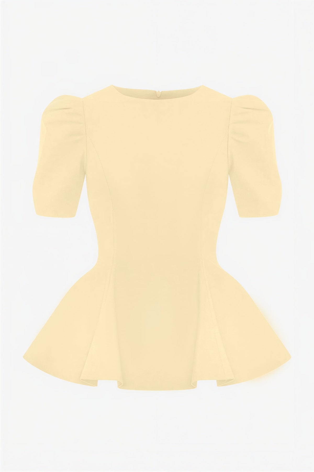 Round Neck Puff Sleeve Top & High Waist Midi Skirt Set