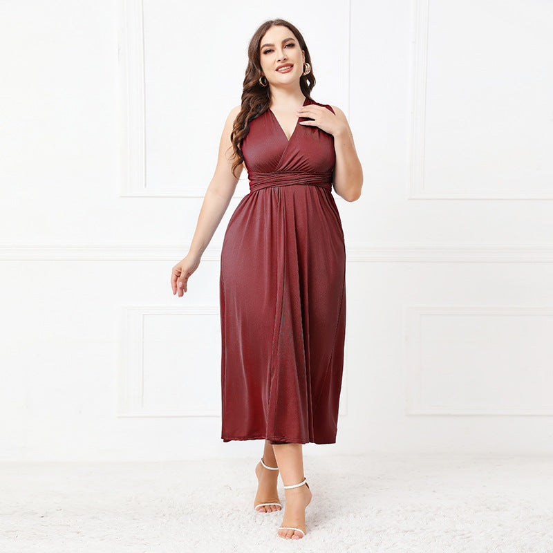 Plus Size Sexy Ankle Length Semi Formal Dress Burgundy