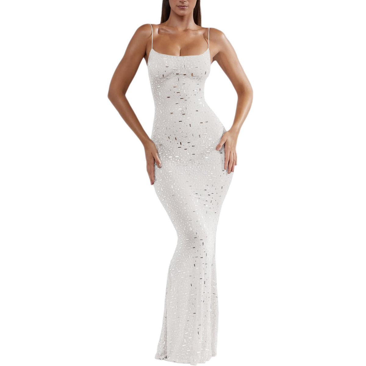 Sequined Ball Gown White