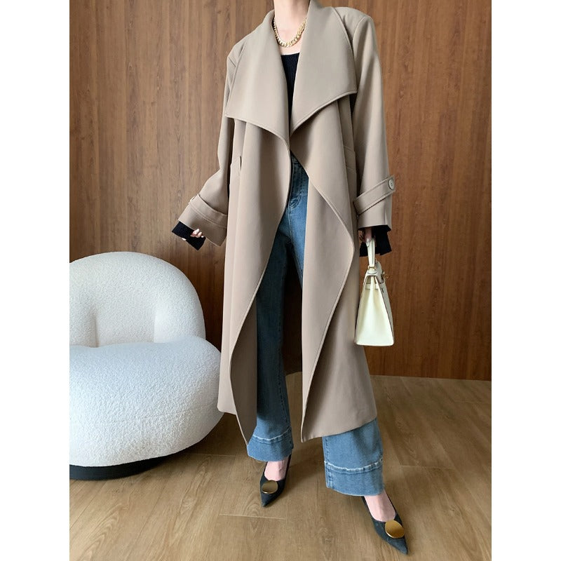 Trench Coat Long Autumn Winter Khaki