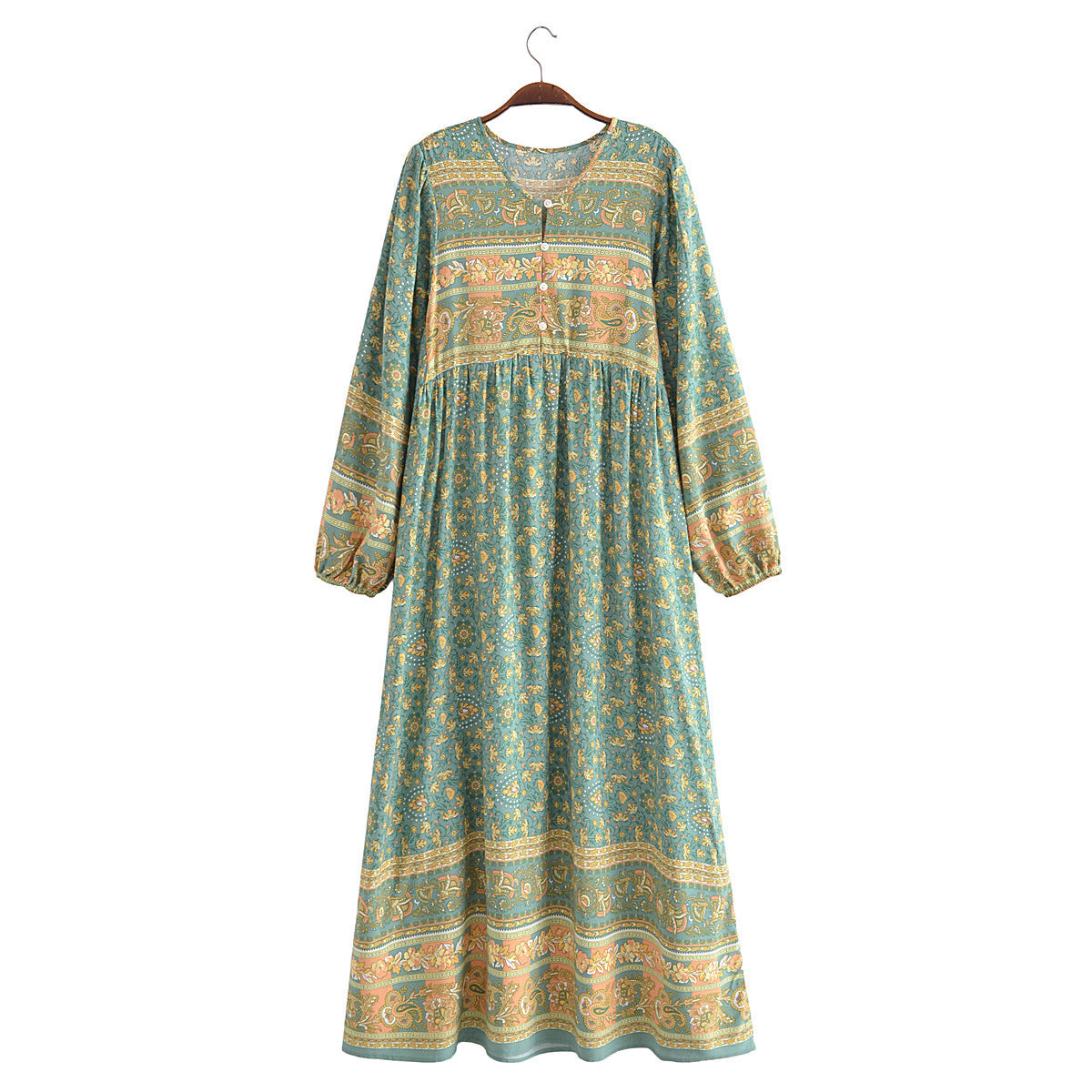 Valencia Printed Maxi Kaftan Green