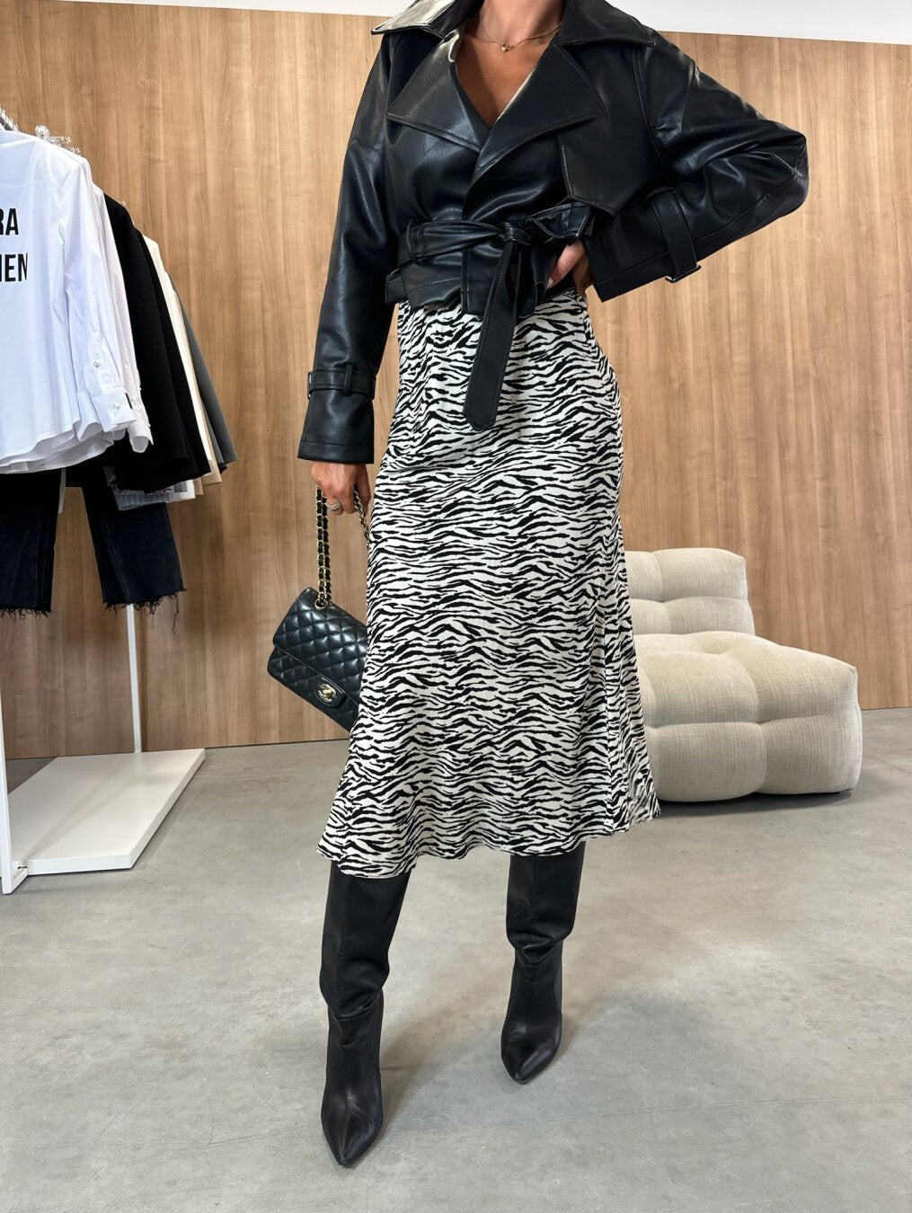Clidress Printed Bodycon Midi Skirt