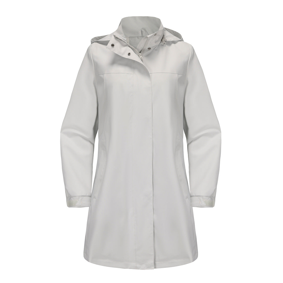 Solid Color Long Sleeve Windbreaker Coat Grey