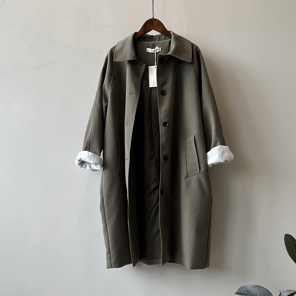 Casual Loose Long Coat Olive