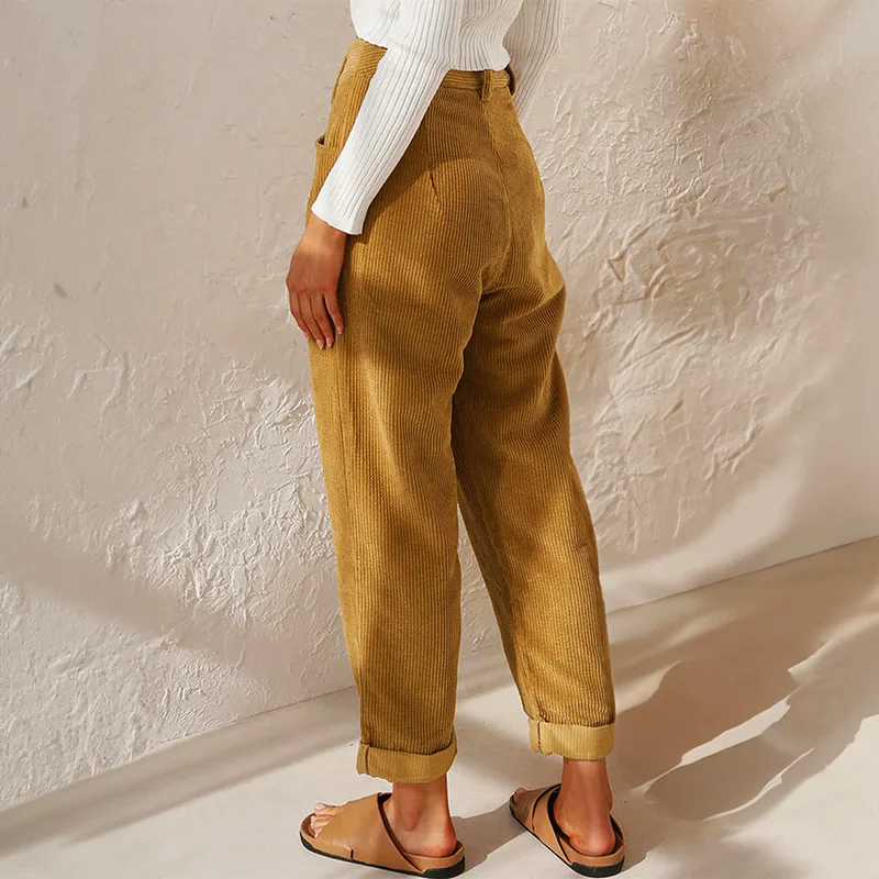 Sofia Amoretti High-Waist Corduroy Pants
