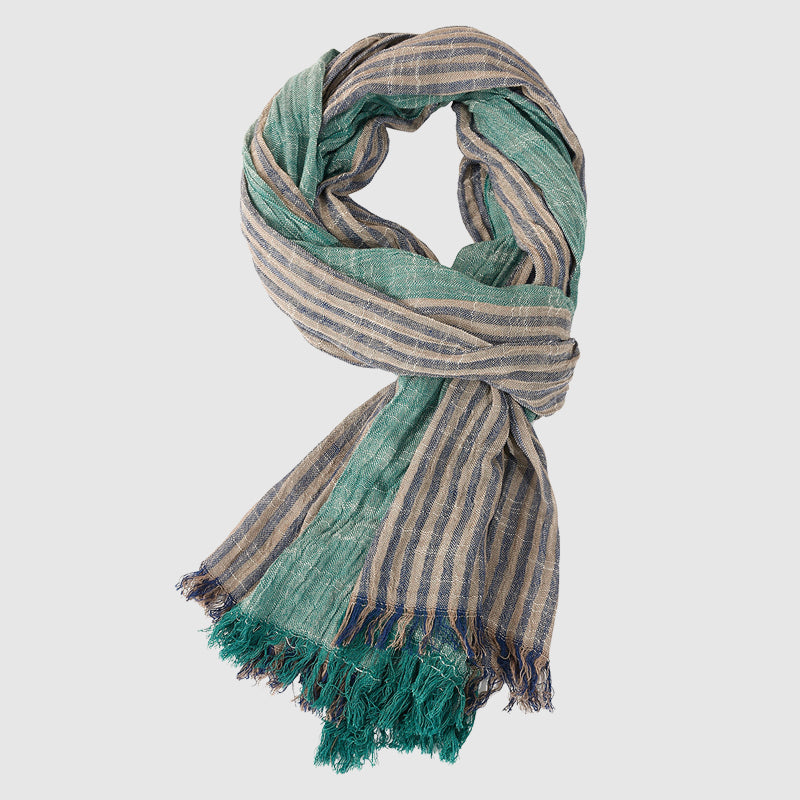 Soft Lightweight Striped Fringe Scarf