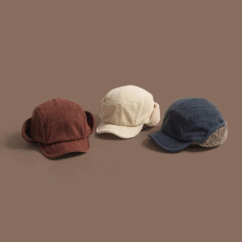 Unisex Winter Earflap Baseball Cap with Fleece Lining