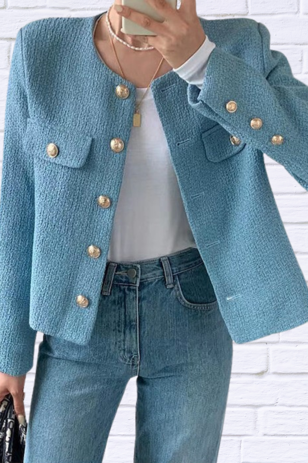 Heather Button-Up Jacket: Trendy, Chic, and Classy Elegance Light Blue