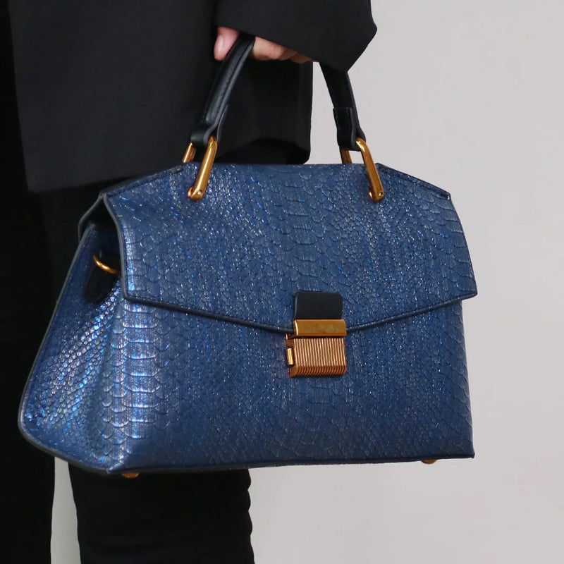 Valentina Rossi Genuine Leather Snake-Embossed Bag